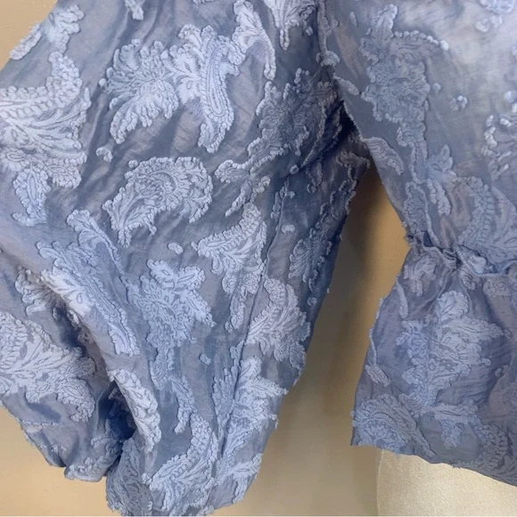 Free People Callie Balloon Sleeve Open Back Textured Blouse - Picture 7 of 16